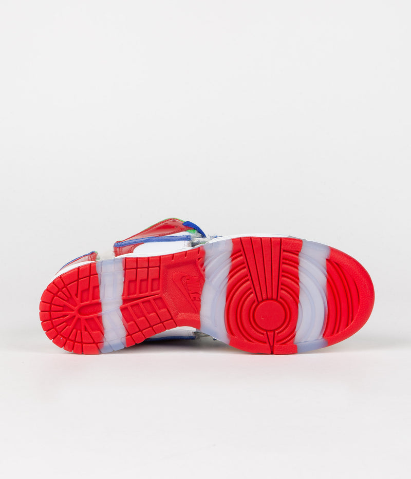 Nike SB Dunk Low OG Sandy Bodecker Shoes in White and Hyper Royal and Mean Green