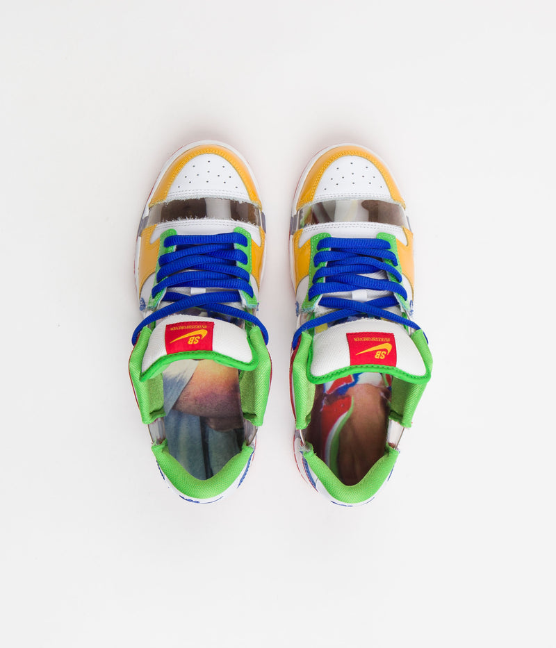Nike SB Dunk Low OG Sandy Bodecker Shoes in White and Hyper Royal and Mean Green