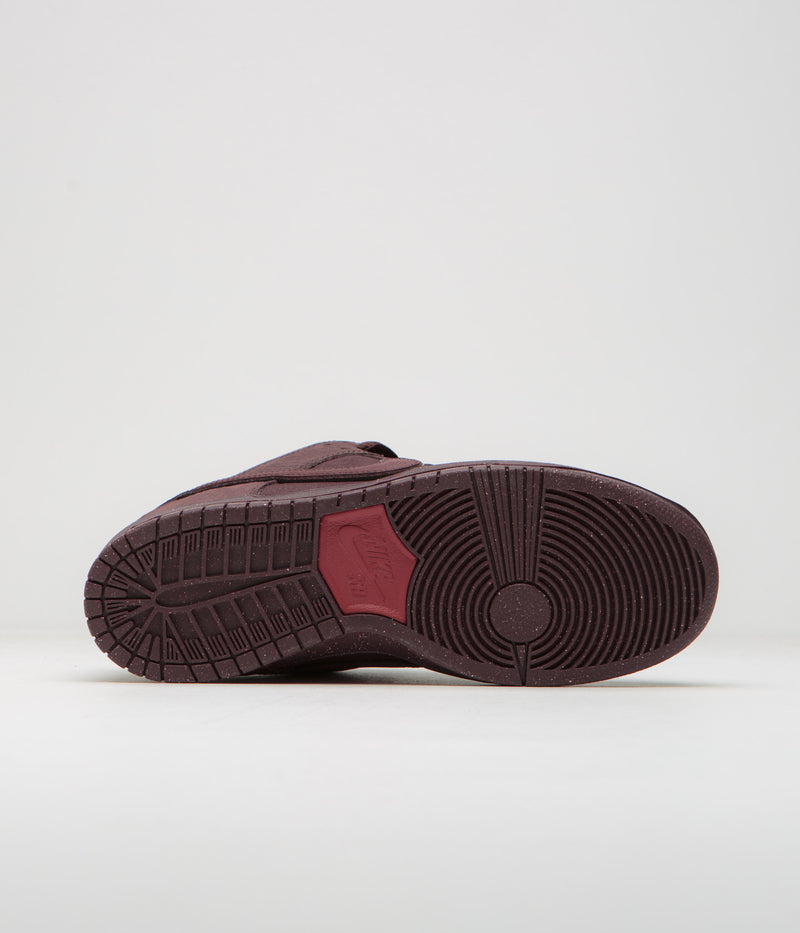 Nike SB Dunk Low Premium Shoes in Burgundy Crush and Dark Team Red and Earth