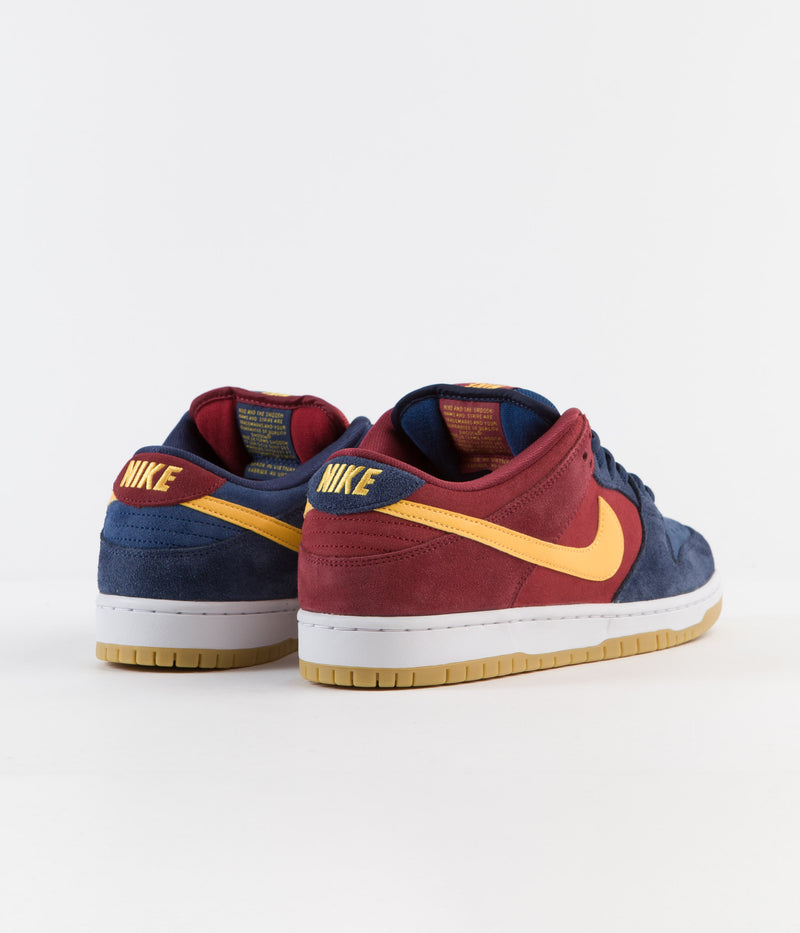 Nike SB Dunk Low Pro 'Barcelona' Shoes in Navy and University Gold and Gym Red - Court Blue