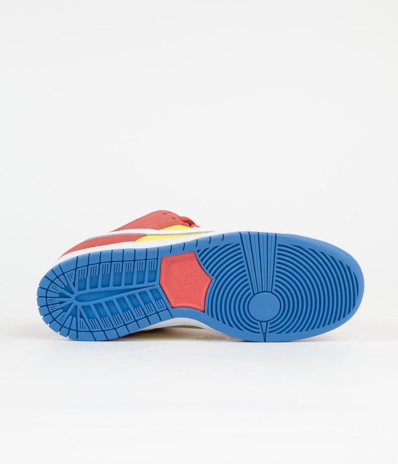 Nike SB Dunk Low Pro 'Bart Simpson' Shoes in Habanero Red and White and Blue Hero