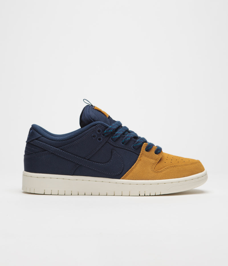 Nike SB Dunk Low Pro Premium Shoes in Midnight Navy and Midnight Navy and Desert Ochre