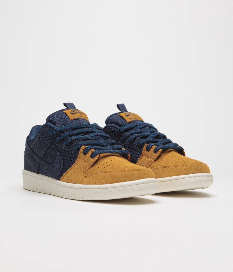 Nike SB Dunk Low Pro Premium Shoes in Midnight Navy and Midnight Navy and Desert Ochre