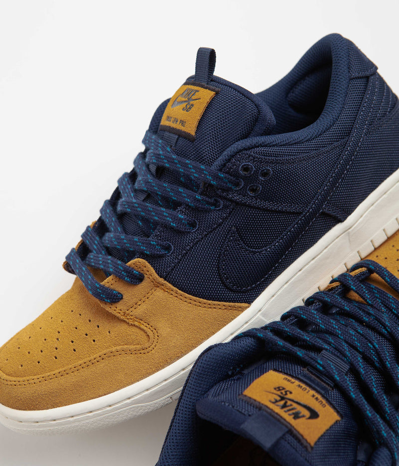 Nike SB Dunk Low Pro Premium Shoes in Midnight Navy and Midnight Navy and Desert Ochre