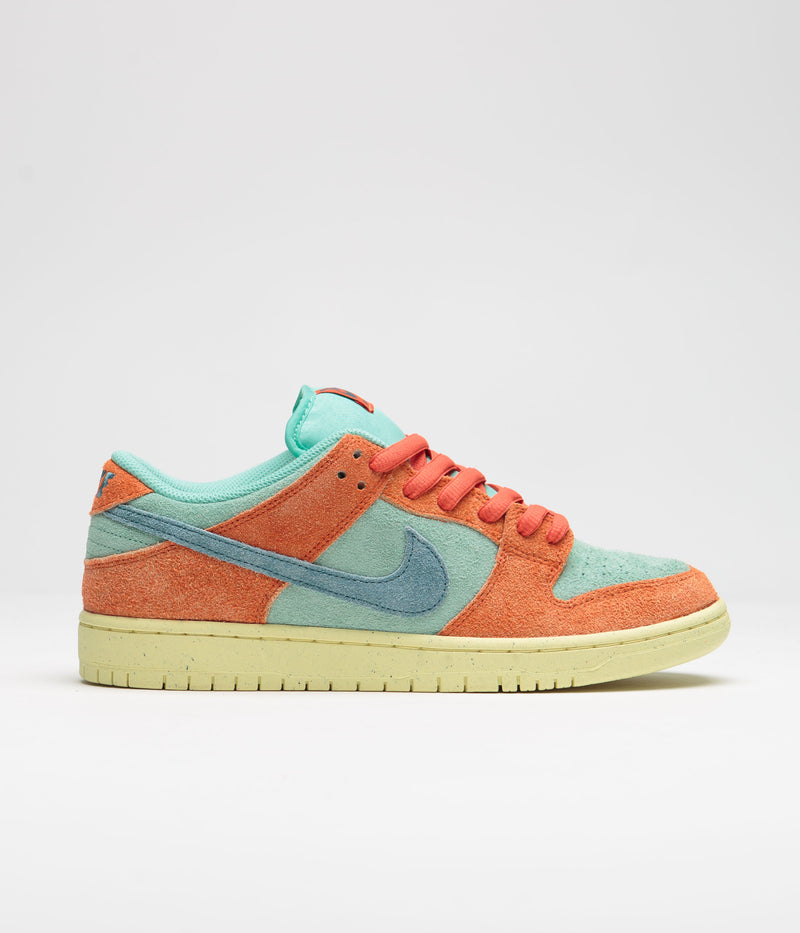 Nike SB Dunk Low Pro Premium Shoes in Orange and Noise Aqua and Emerald Rise - Orange