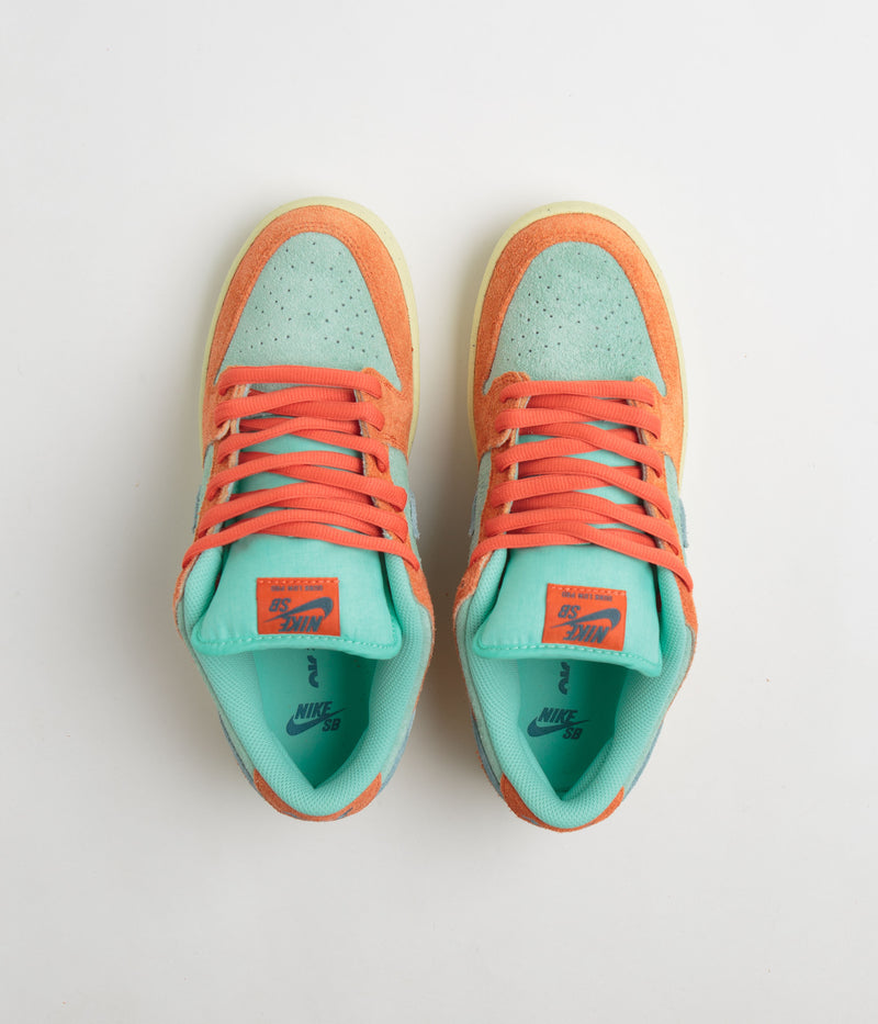 Nike SB Dunk Low Pro Premium Shoes in Orange and Noise Aqua and Emerald Rise - Orange