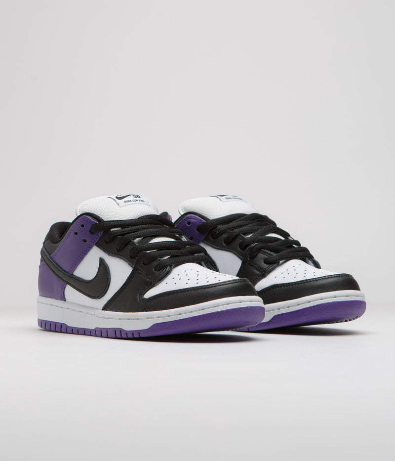 Nike SB Dunk Low Pro Shoes in Court Purple and Black and White - Court Purple