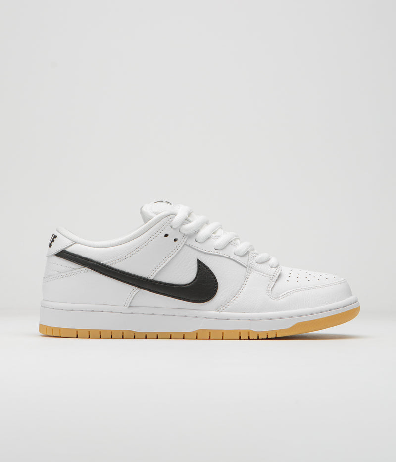 Nike SB Dunk Low Pro Shoes in White and Black and White - Gum Light Brown