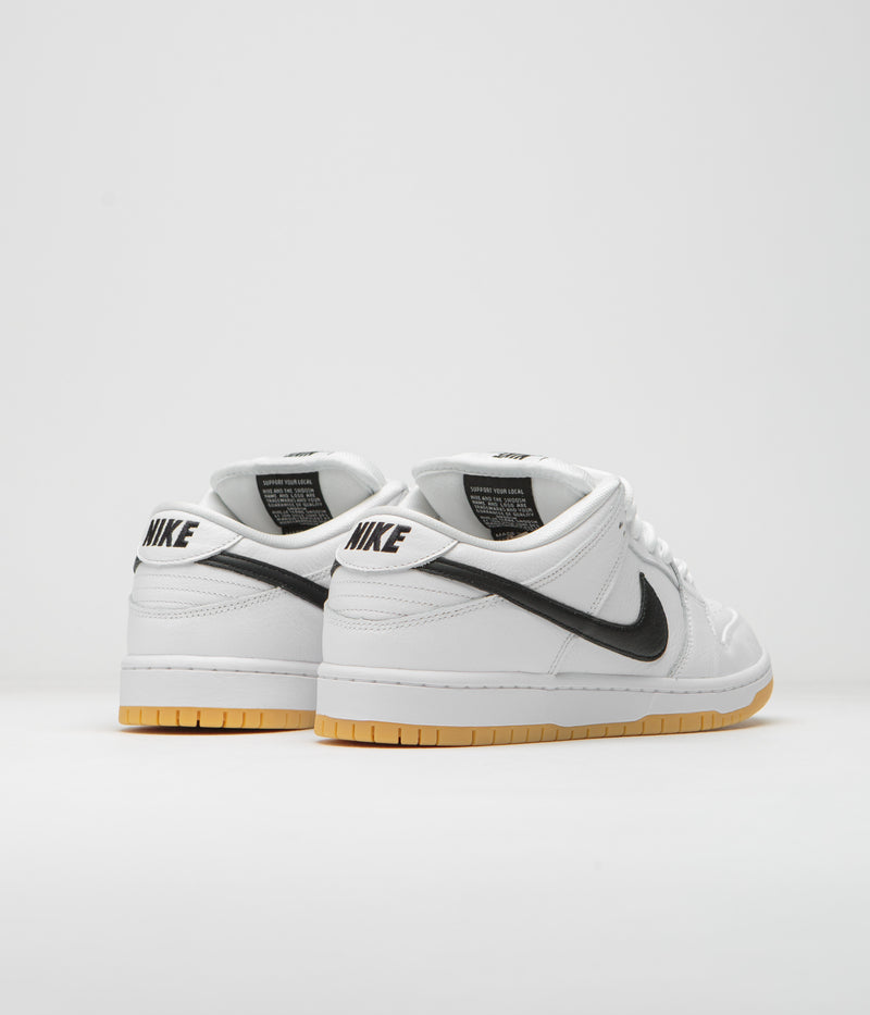 Nike SB Dunk Low Pro Shoes in White and Black and White - Gum Light Brown