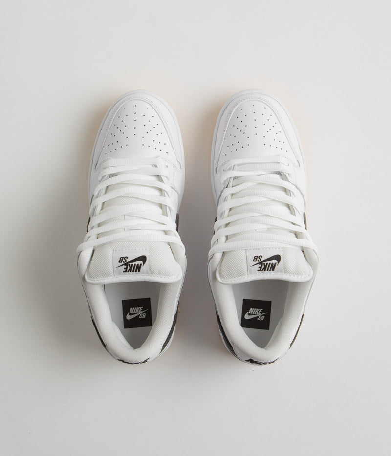 Nike SB Dunk Low Pro Shoes in White and Black and White - Gum Light Brown