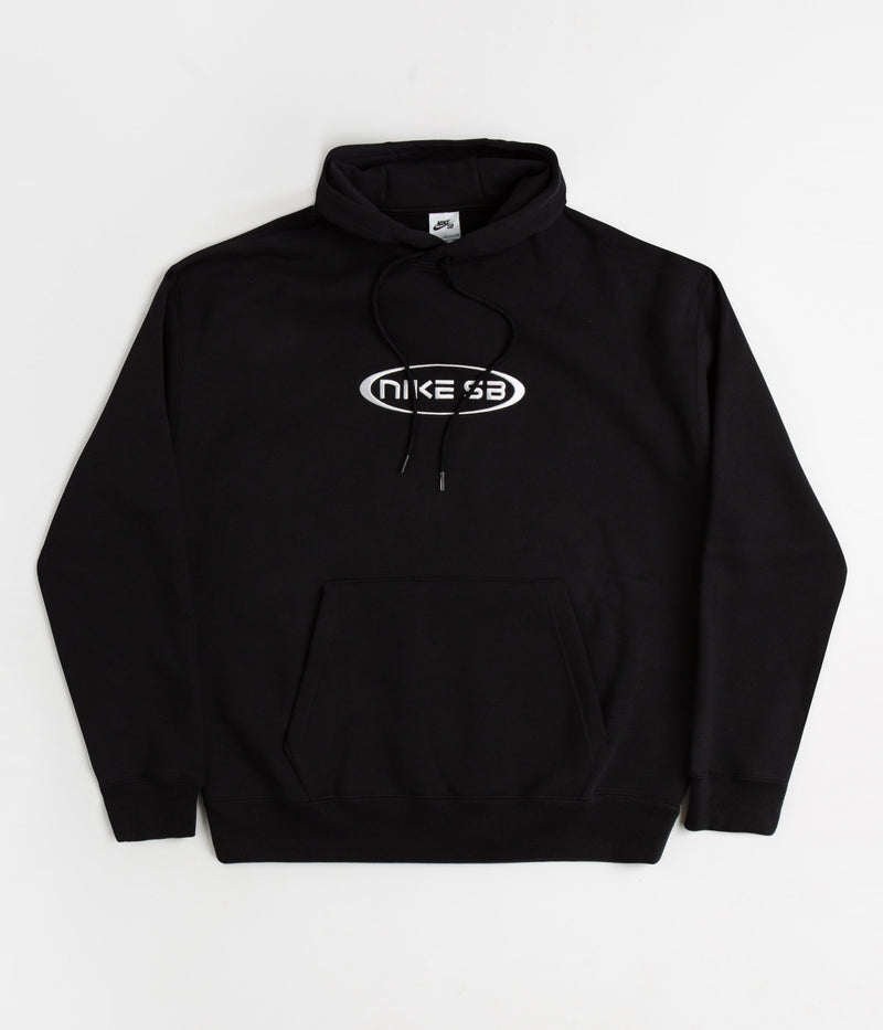 Nike SB Embroidered Graphic Hoodie in Black and White