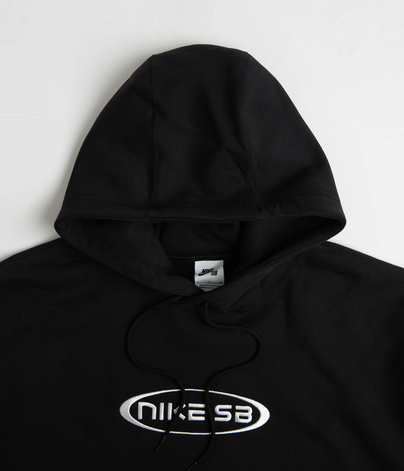 Nike SB Embroidered Graphic Hoodie in Black and White