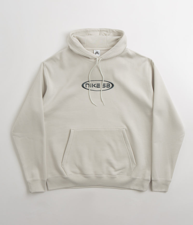 Nike SB Embroidered Graphic Hoodie in Light Bone and Deep Jungle