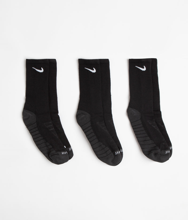 Nike SB Everyday Max Cushioned Crew Socks (3 Pack) in Black and Anthracite / White