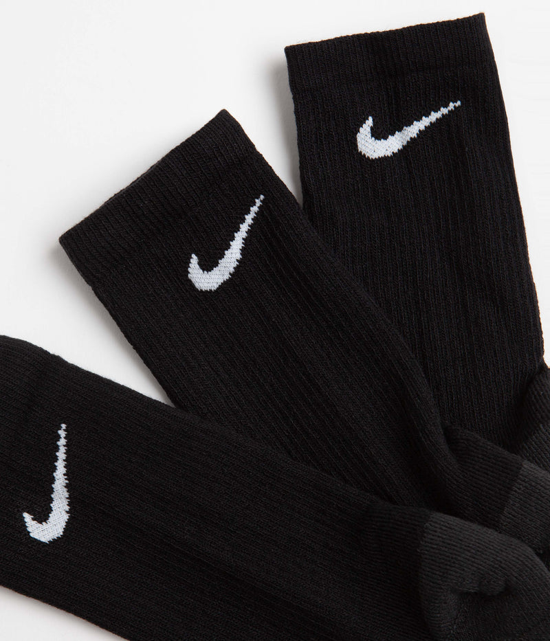 Nike SB Everyday Max Cushioned Crew Socks (3 Pack) in Black and Anthracite / White