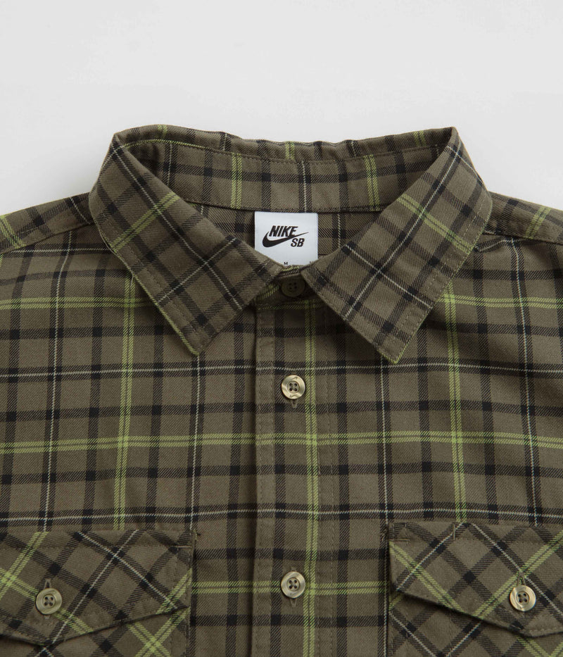 Nike SB Flannel Shirt in Medium Olive and Cargo Khaki