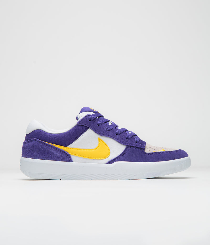 Nike SB Force 58 Shoes in Court Purple and Amarillo and White - White