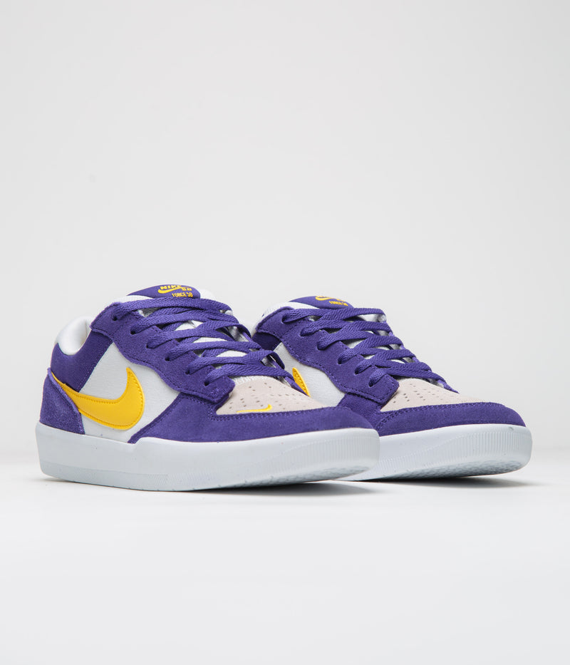 Nike SB Force 58 Shoes in Court Purple and Amarillo and White - White