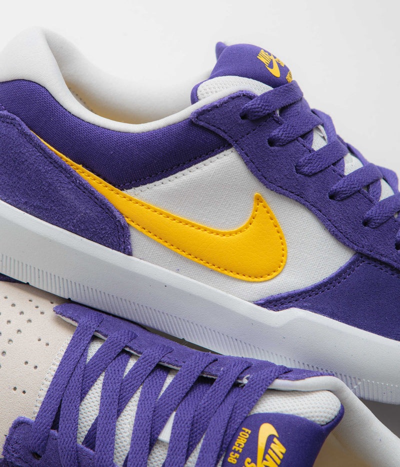 Nike SB Force 58 Shoes in Court Purple and Amarillo and White - White