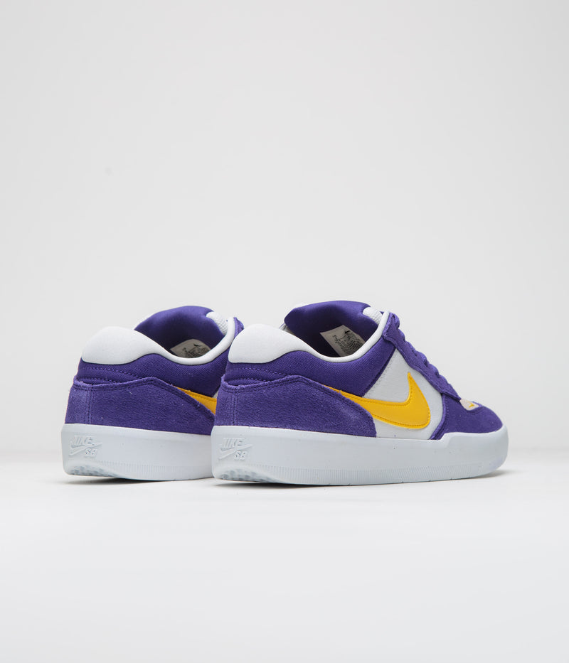 Nike SB Force 58 Shoes in Court Purple and Amarillo and White - White