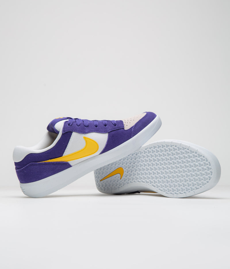 Nike SB Force 58 Shoes in Court Purple and Amarillo and White - White