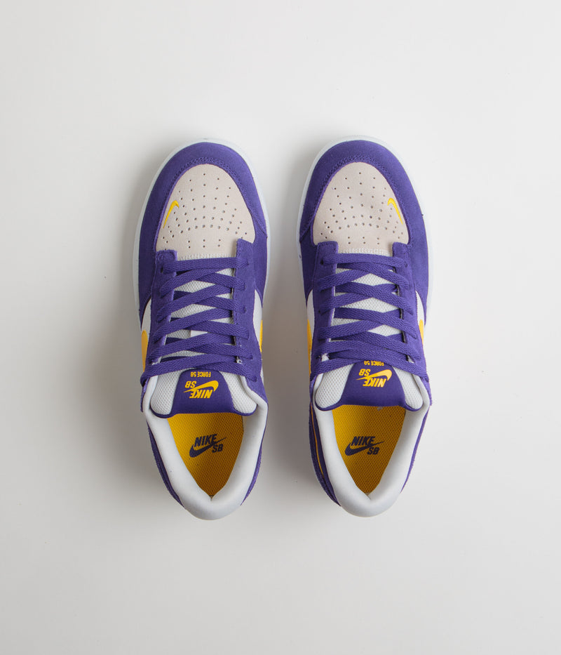 Nike SB Force 58 Shoes in Court Purple and Amarillo and White - White