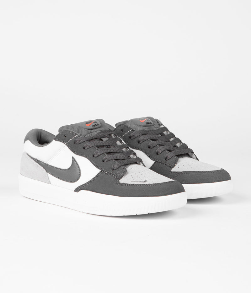 Nike SB Force 58 Shoes in Dark Grey and Dark Grey and White - Wolf Grey