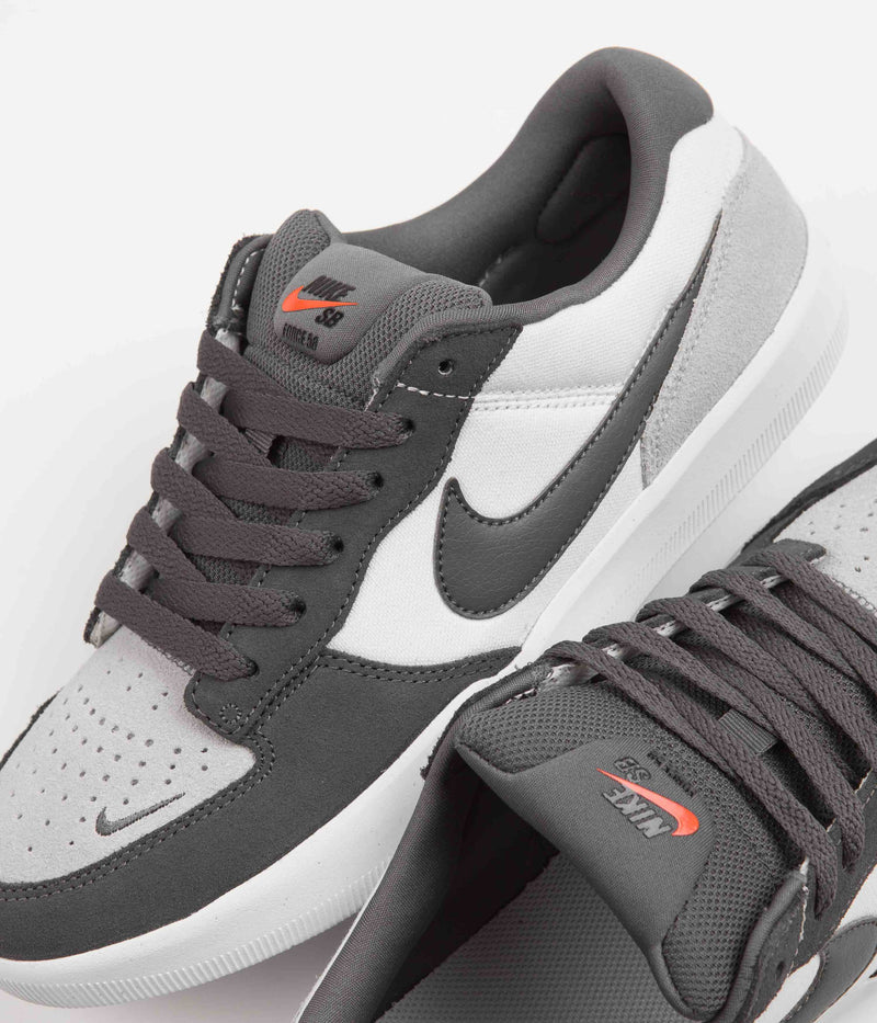 Nike SB Force 58 Shoes in Dark Grey and Dark Grey and White - Wolf Grey
