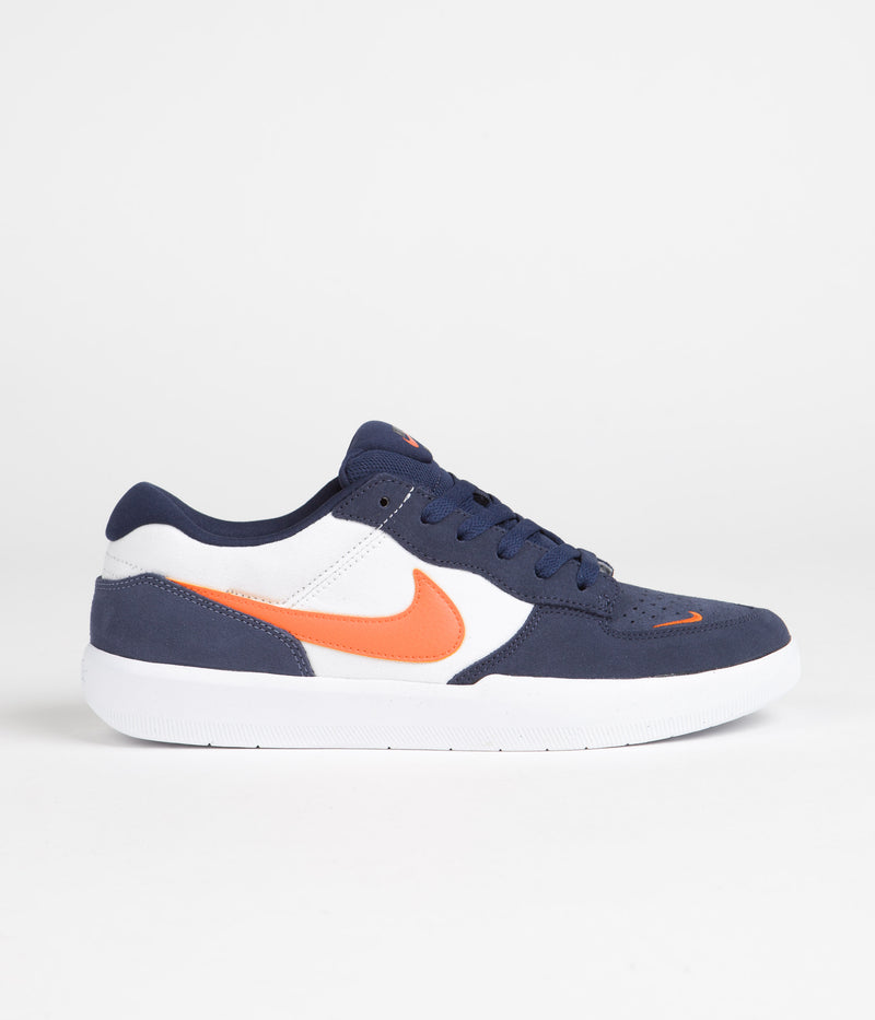 Nike SB Force 58 Shoes in Midnight Navy and Safety Orange and White