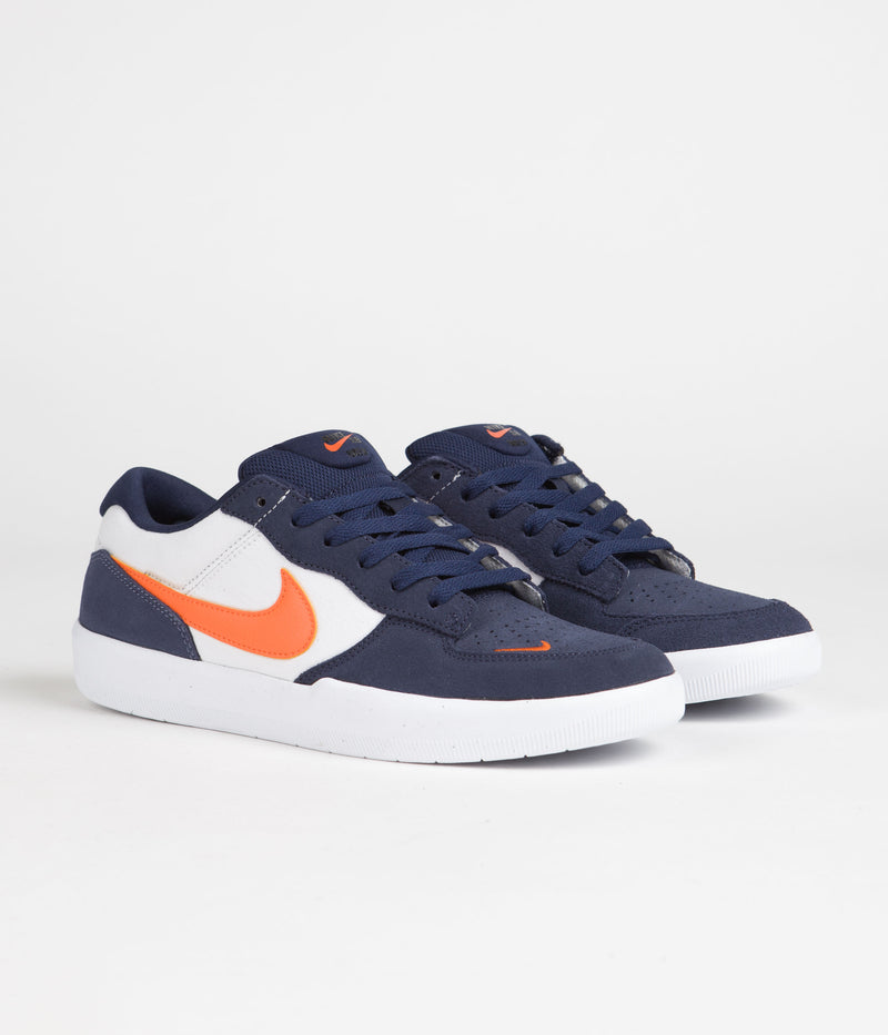 Nike SB Force 58 Shoes in Midnight Navy and Safety Orange and White