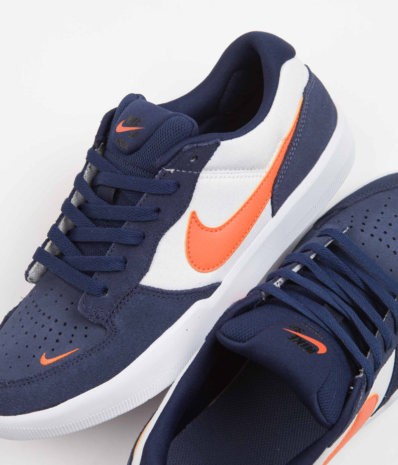 Nike SB Force 58 Shoes in Midnight Navy and Safety Orange and White