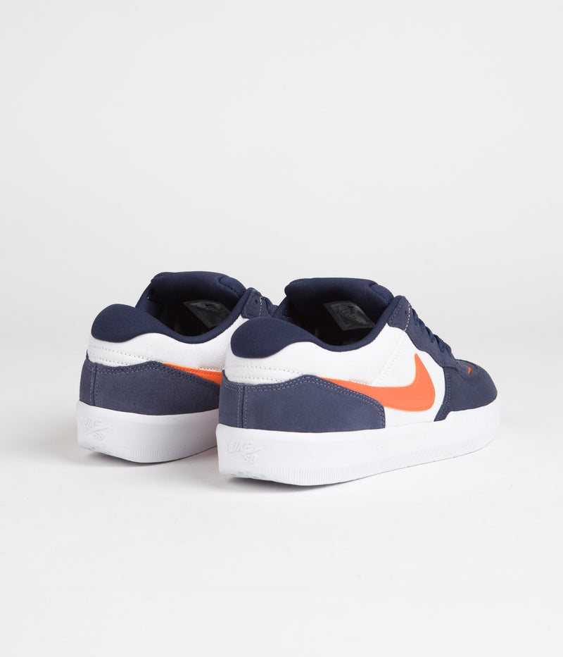 Nike SB Force 58 Shoes in Midnight Navy and Safety Orange and White