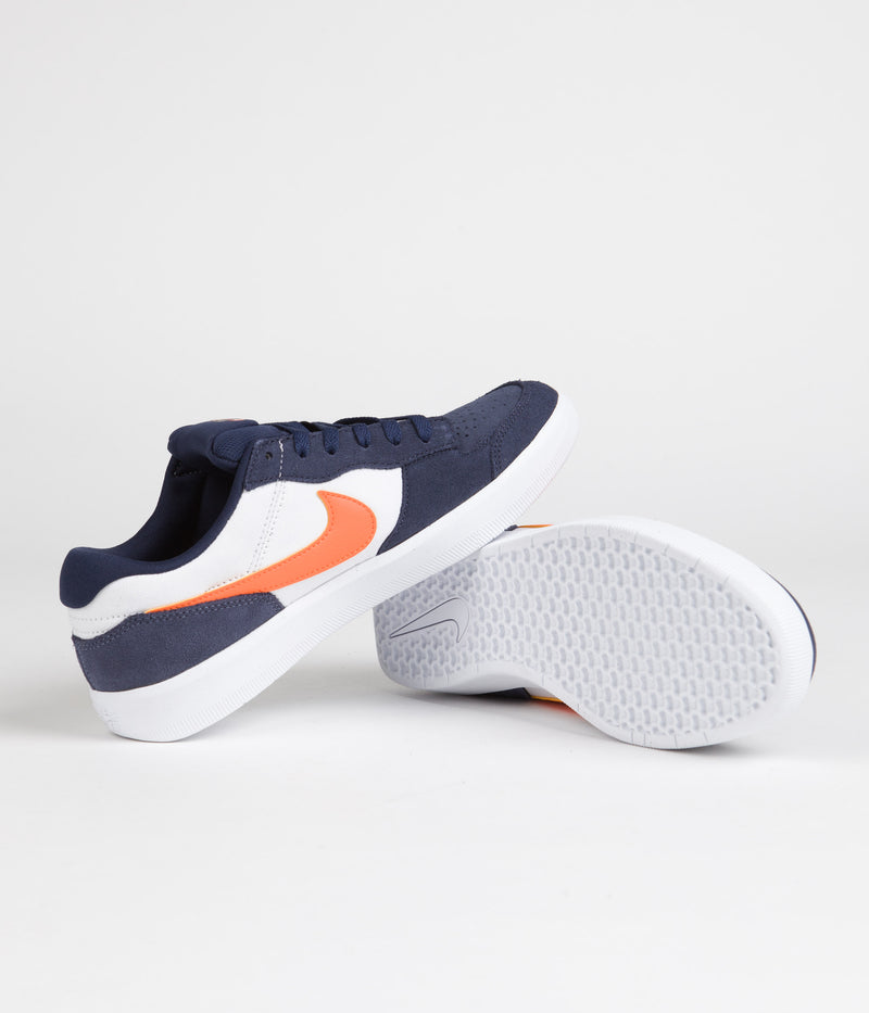 Nike SB Force 58 Shoes in Midnight Navy and Safety Orange and White