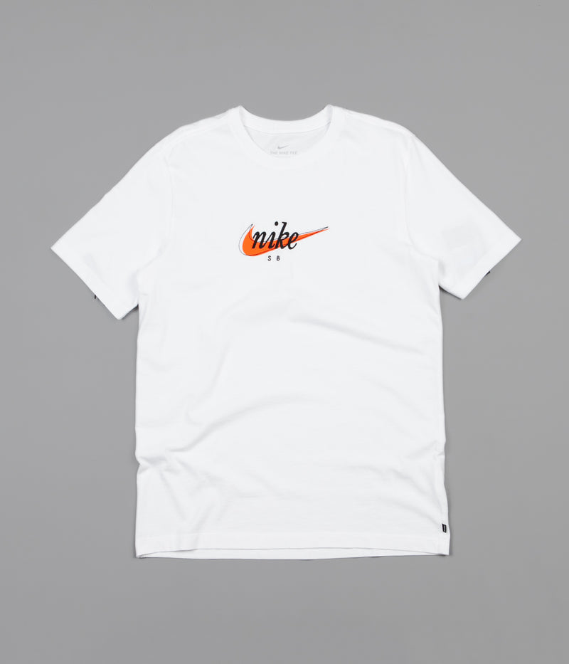 Nike SB Futura T-Shirt in White and Safety Orange