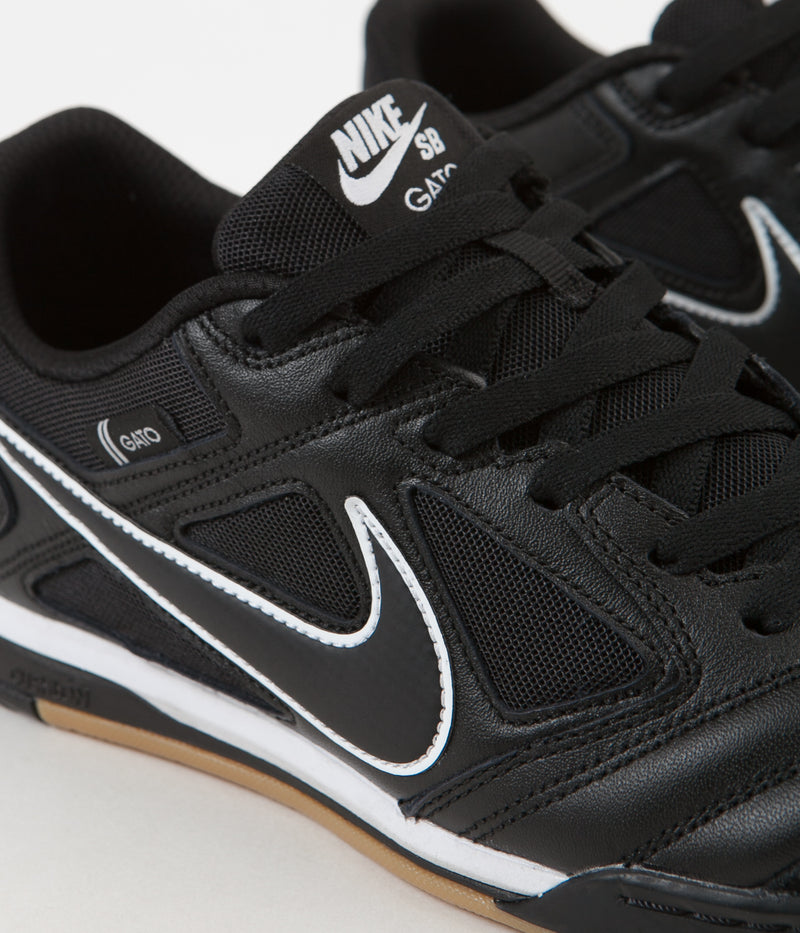 Nike SB Gato Shoes in Black and Black and White - Gum Light Brown