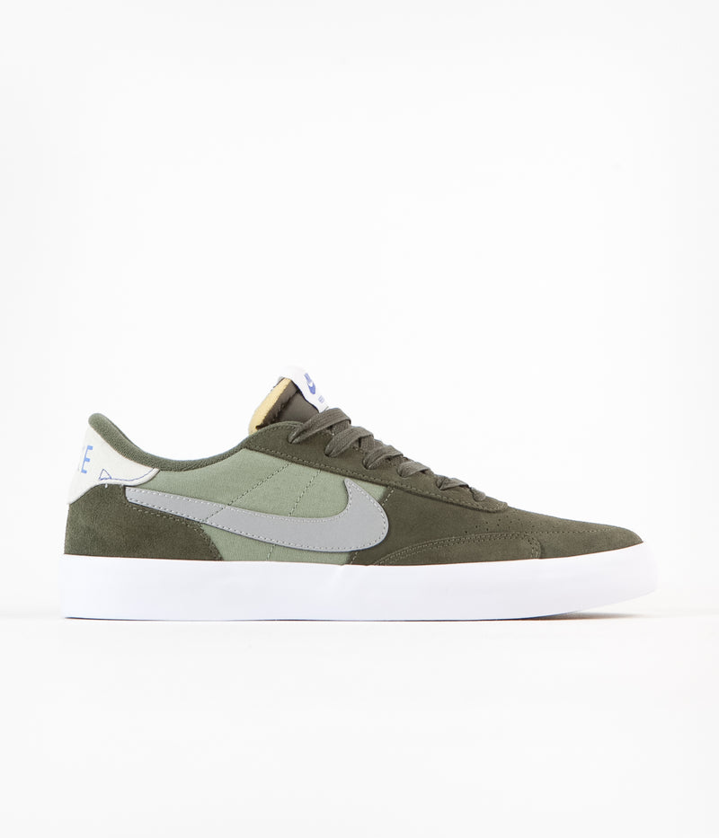 Nike SB Heritage Vulc Premium Shoes in Cargo Khaki and Medium Grey and Spiral Sage