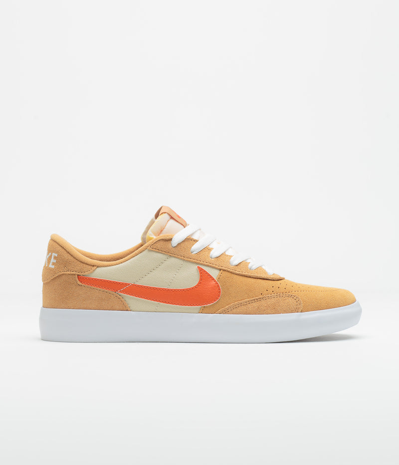 Nike SB Heritage Vulc Shoes in Flax and College Orange and Oatmeal - White
