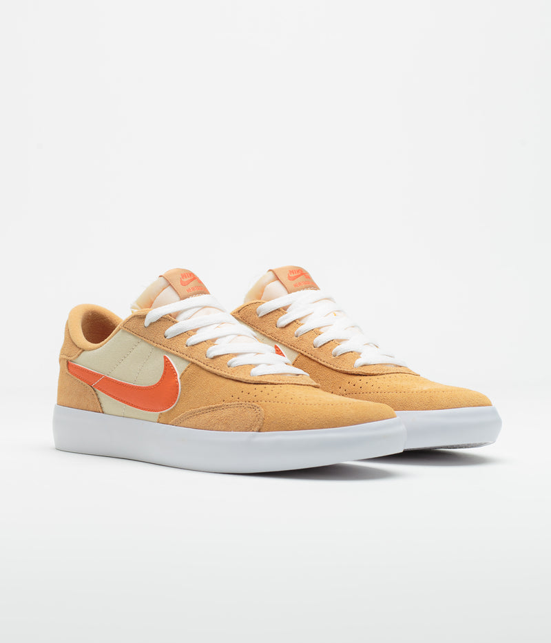 Nike SB Heritage Vulc Shoes in Flax and College Orange and Oatmeal - White
