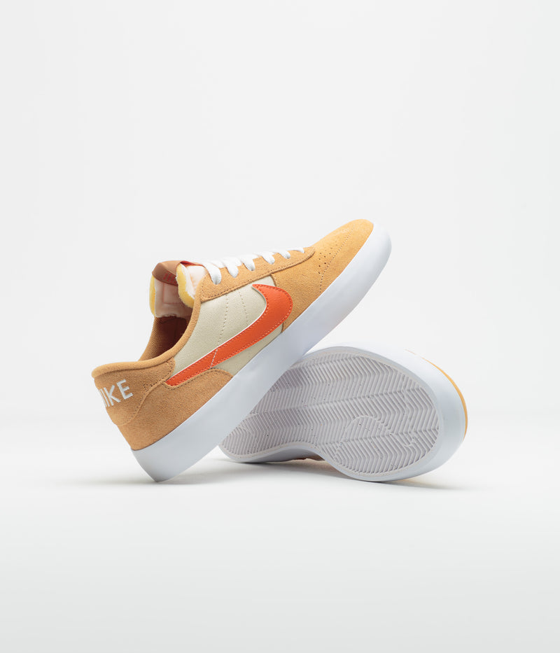 Nike SB Heritage Vulc Shoes in Flax and College Orange and Oatmeal - White