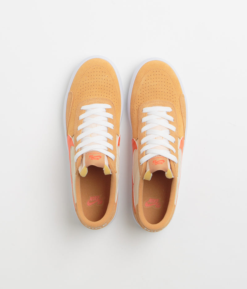 Nike SB Heritage Vulc Shoes in Flax and College Orange and Oatmeal - White