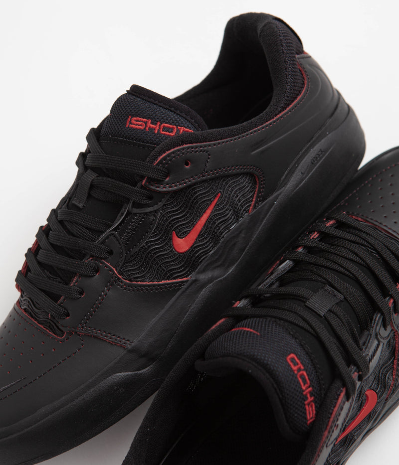 Nike SB Ishod Premium Shoes in Black and University Red and Black - Black