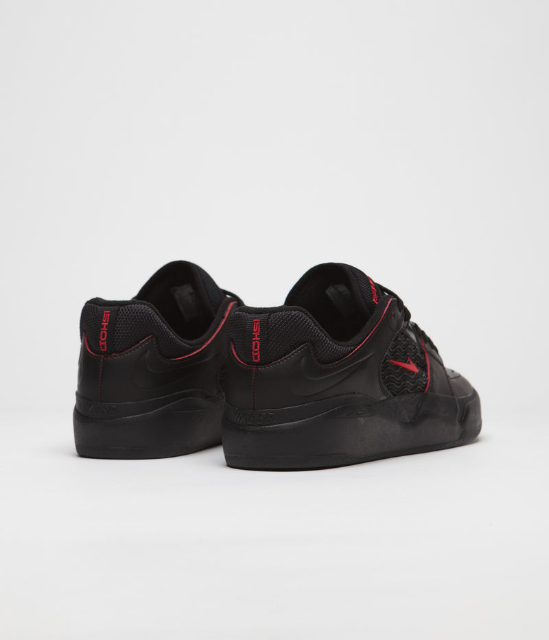 Nike SB Ishod Premium Shoes in Black and University Red and Black - Black