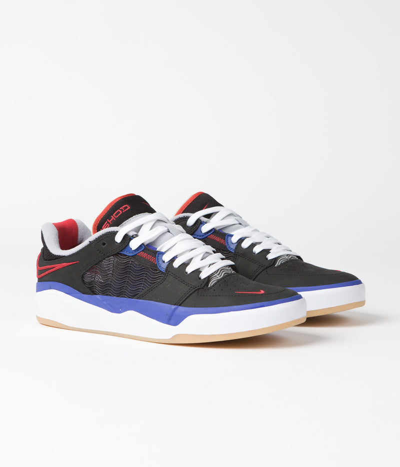 Nike SB Ishod Premium Shoes in Black and University Red and Hyper Royal