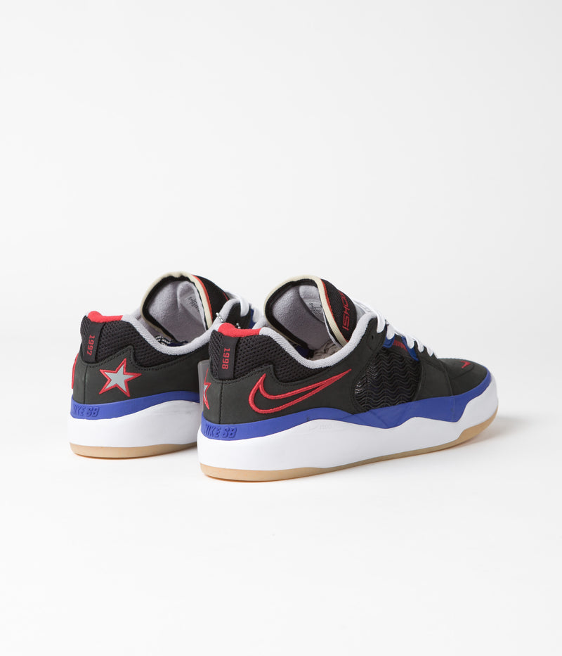 Nike SB Ishod Premium Shoes in Black and University Red and Hyper Royal