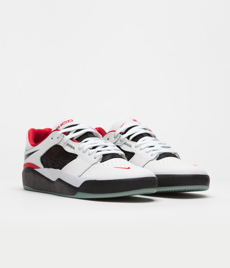 Nike SB Ishod Premium Shoes in White and Black and University Red - Black