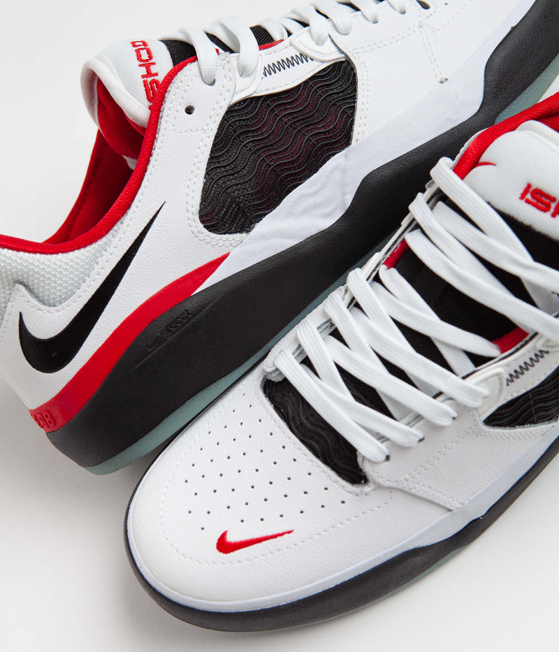 Nike SB Ishod Premium Shoes in White and Black and University Red - Black