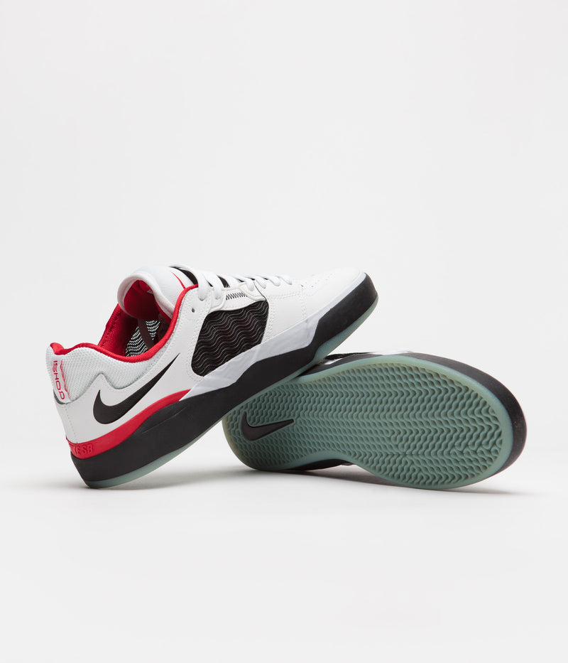 Nike SB Ishod Premium Shoes in White and Black and University Red - Black