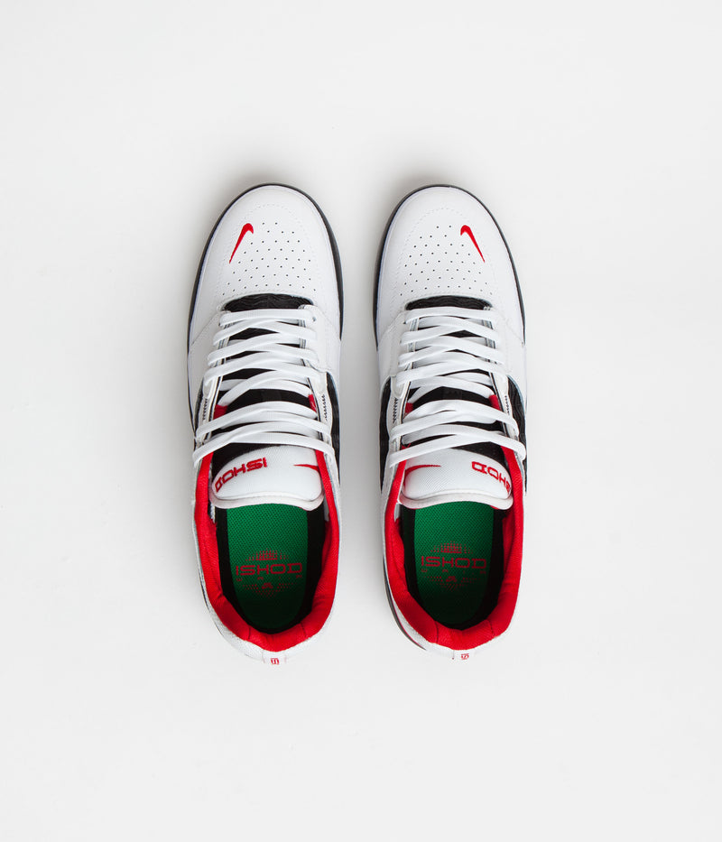 Nike SB Ishod Premium Shoes in White and Black and University Red - Black