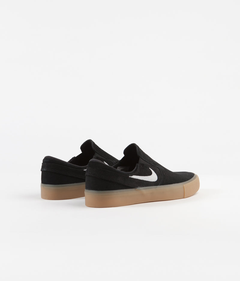 Nike SB Janoski Slip On Remastered Shoes in Black and White and Black - Gum Light Brown