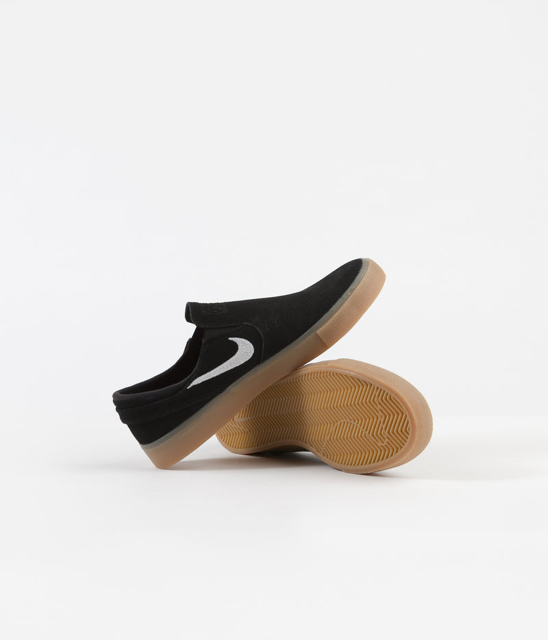 Nike SB Janoski Slip On Remastered Shoes in Black and White and Black - Gum Light Brown